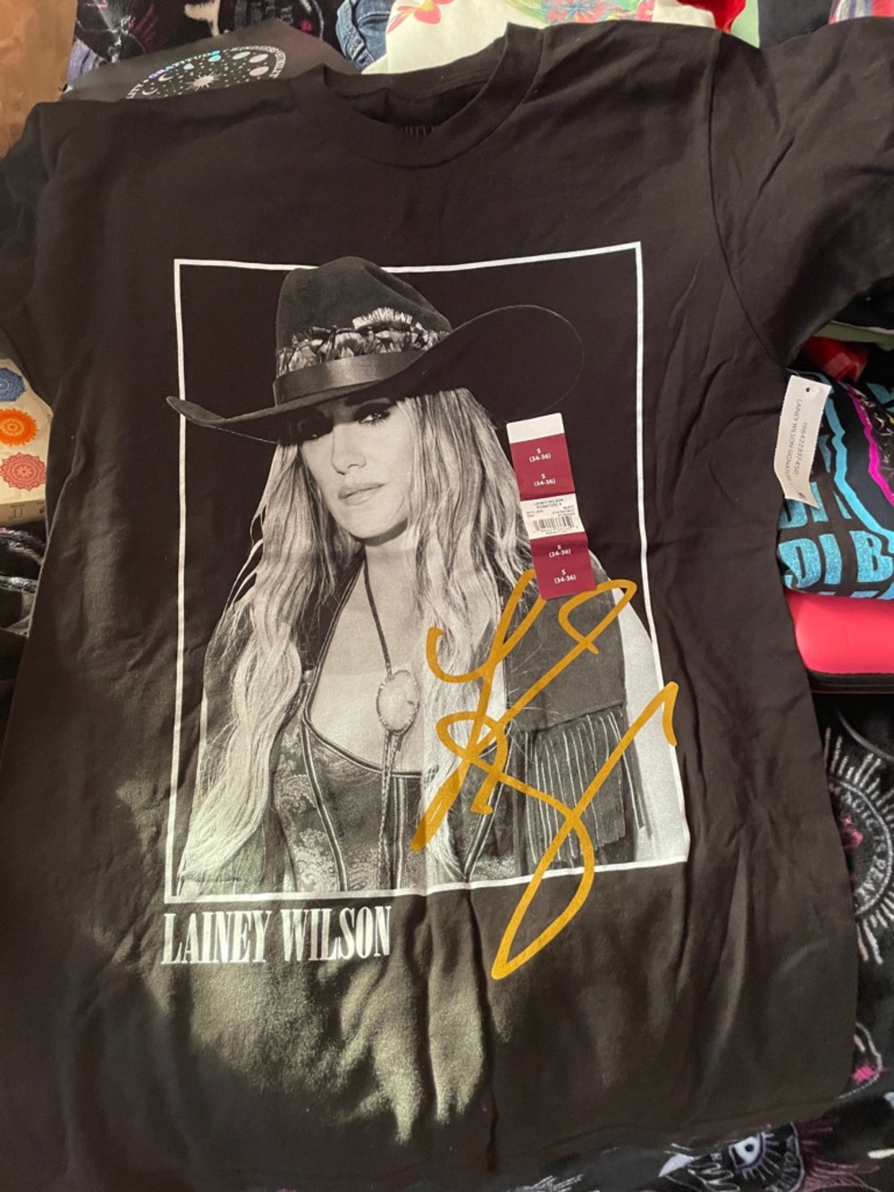 Lainey Wilson Graphic Tee - Black with White & Gold Print